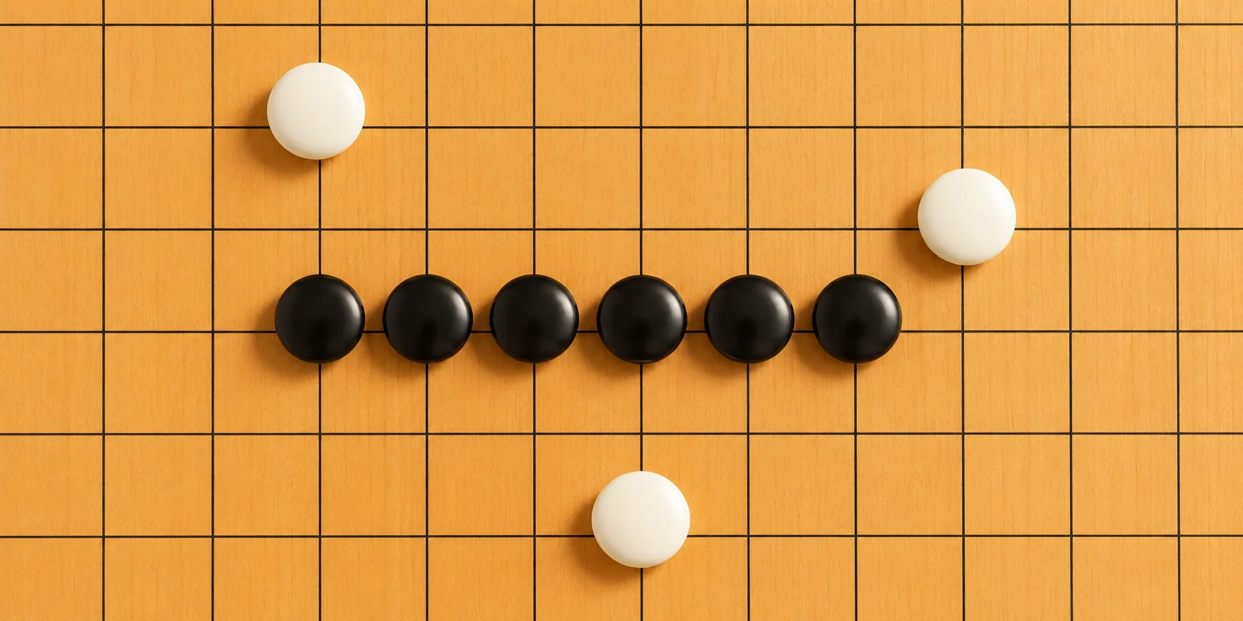 Gomoku — Pop Play game card showing the grid with black and white stones
